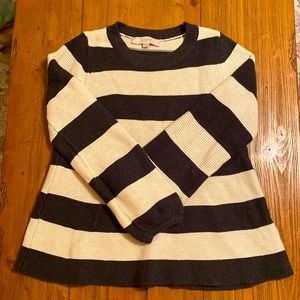White & Gray striped soft sweater from Loft